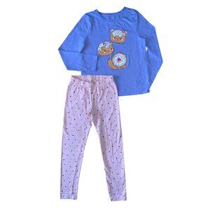 Cat & Jack Kids Girls Pajama Set Long Sleeve Shirt & Heart Print Pants Medium